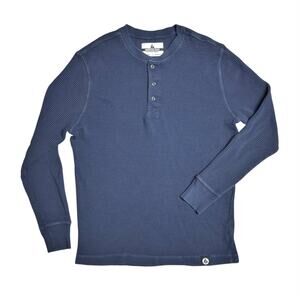 AMERICAN GIANT Men's Waffle Long-Sleeve Thick Henley Top Navy Blue Size L